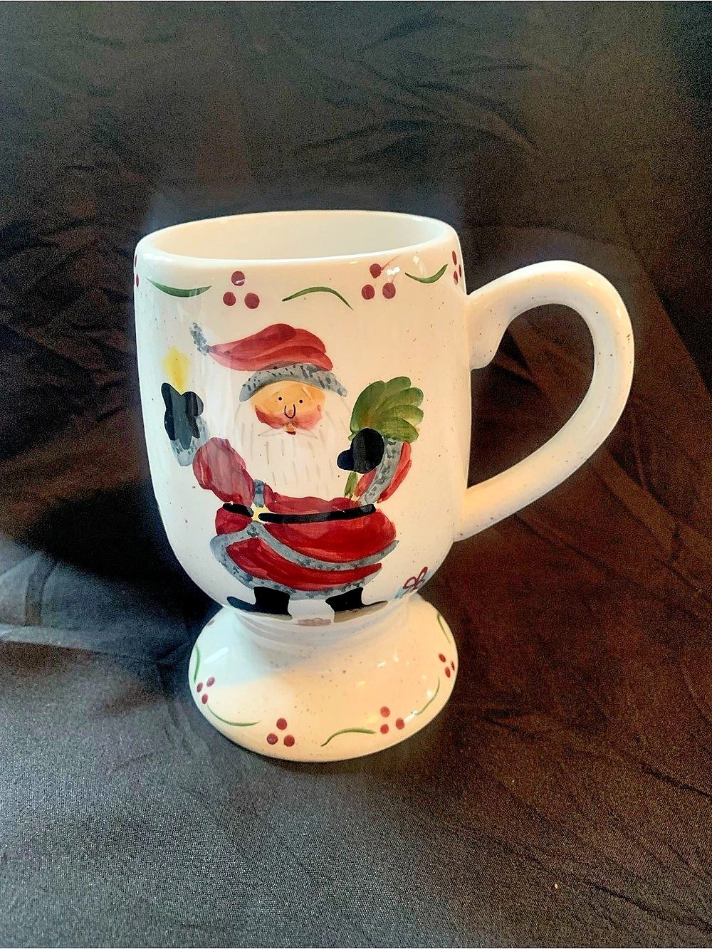 Santa Pedestal Mug in White & Red